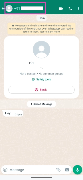 Step 2: Tap on their contact number/name at the top of the screen. Top 5 ways to block spam calls and messages on WhatsApp