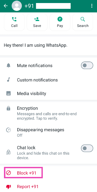 Step 3: Scroll down and hit the Block button at the bottom of their profile. Top 5 ways to block spam calls and messages on WhatsApp