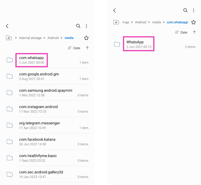 Step 1: Launch the native File Manager on your Android phone and go to the WhatsApp folder.