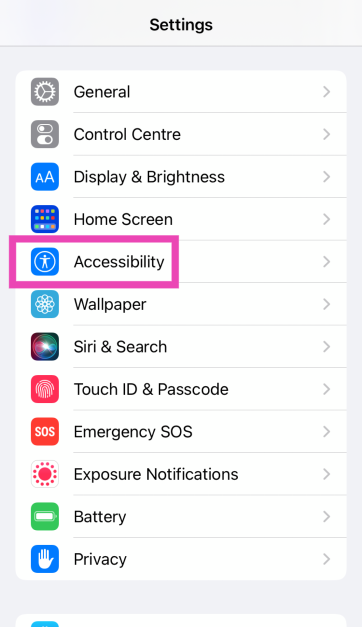 Step 1: Go to Settings and select Accessibility.