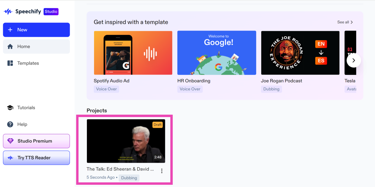 Step 5: Click on the video once it is uploaded to the studio.