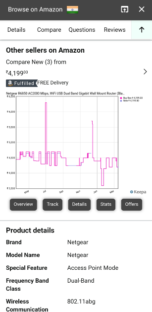 Step 5: Scroll down the product page to view its price history.
