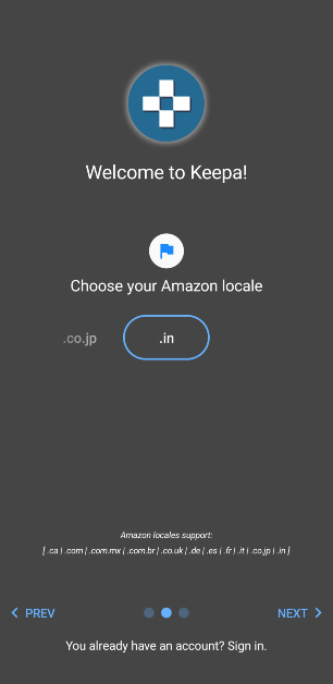 Step 2: Launch the app. Choose your language and Amazon locale.