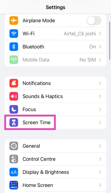 Step 1: Go to Settings and select Screen Time.