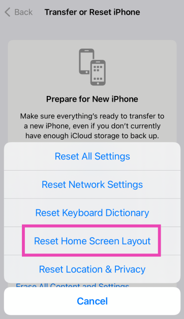 Step 4: Select Restore Home Screen Layout. Top 4 ways to get App Store back on iPhone and iPad