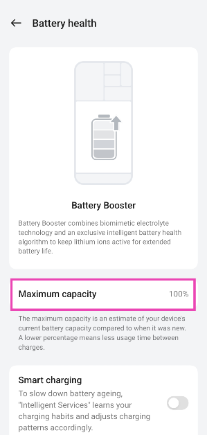 Step 3: Check the maximum capacity of the battery. smartphone battery charging tips and battery life