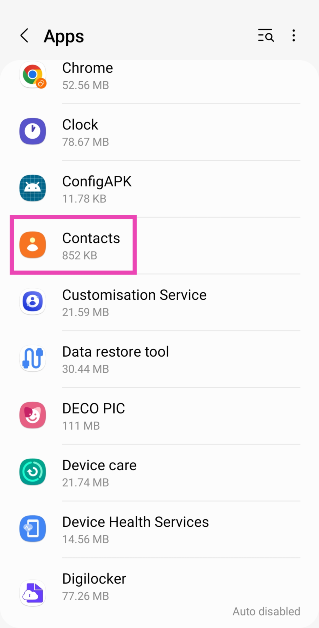 Scroll down and select the Contacts app. 6 Best ways to fix 'Contacts not appearing in Android smartphone' (2024)