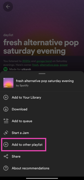 Step 3: Select Add to other playlist. How to find your ‘Daylist’ on Spotify?