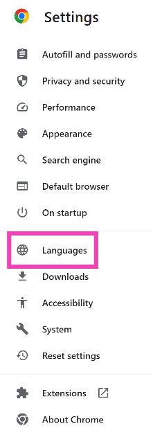 Step 3: In the side menu, click on Languages. Top 2 ways to automatically translate web pages in Google Chrome? (2024)