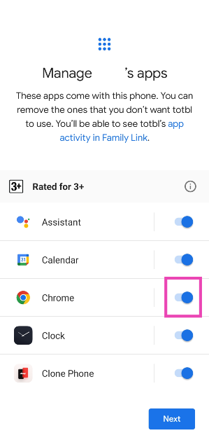 Step 12: Turn on the toggle switch next to the apps you wish to manage on your kid’s device. Make sure the toggle switch for Google Chrome is turned on. How to use Family Link to block explicit content on Google Chrome? (2024)
