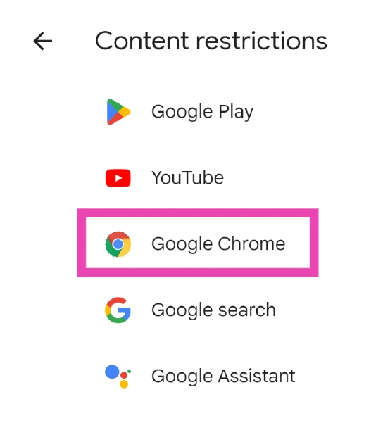 Step 4: Select Google Chrome. How to use Family Link to block explicit content on Google Chrome? (2024)