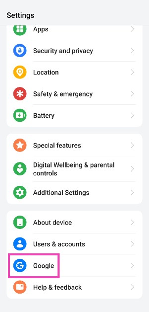 Step 2: Select Google.