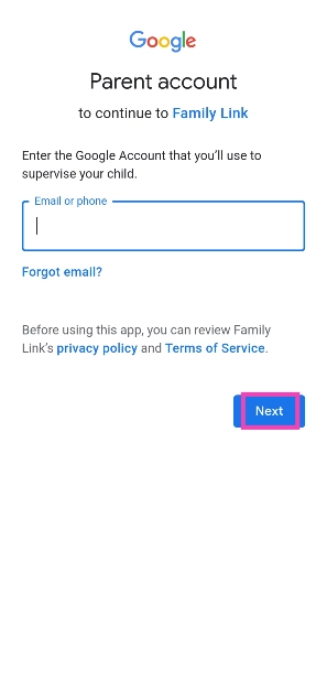 Step 7: Now, enter your Google account and hit Next.