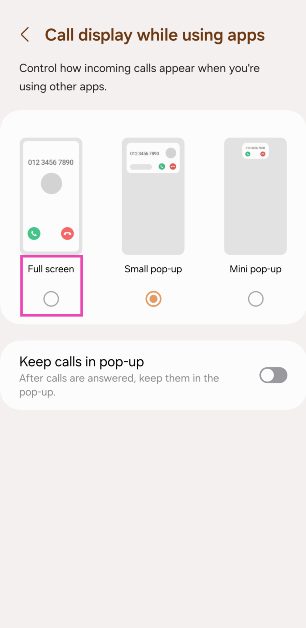 Step 4: Select Full screen.