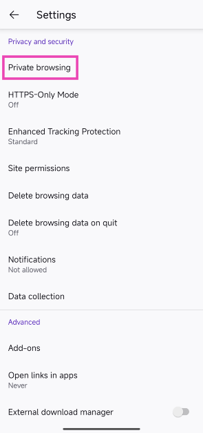 Step 4: Scroll down and select Private browsing under Privacy and security. How to take a screenshot in Google Chrome incognito mode (2024)