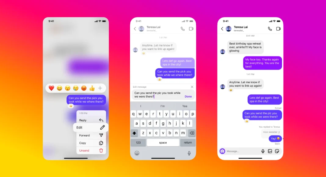 How to edit messages and turn off receipts on Instagram?