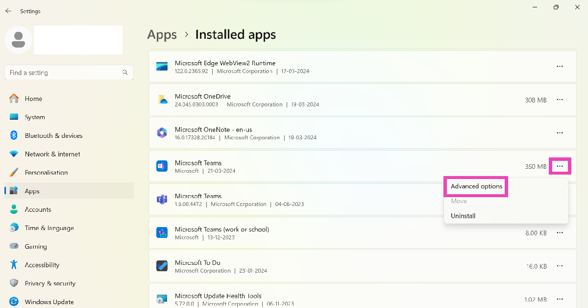 Step 3 - Select Microsoft Teams or search for it in the search bar. Top 10 ways to fix the sign in error on Microsoft Teams (2024)