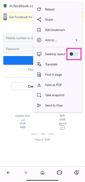 Step 4: Turn on the toggle switch for Desktop layout.