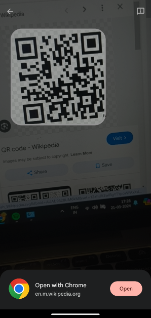 Step 3: This will trigger the camera. Point it towards the QR code to read it.