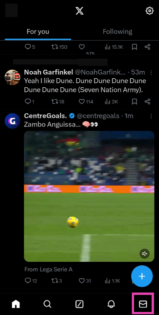 Step 2: Hit the messages icon at the bottom right corner of the screen.
