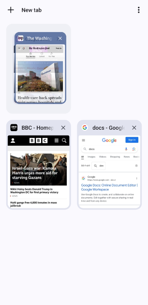 Step 3: Long-press a tab and move it on top of the tab you want to pair it with. Drop the tab to group them together.