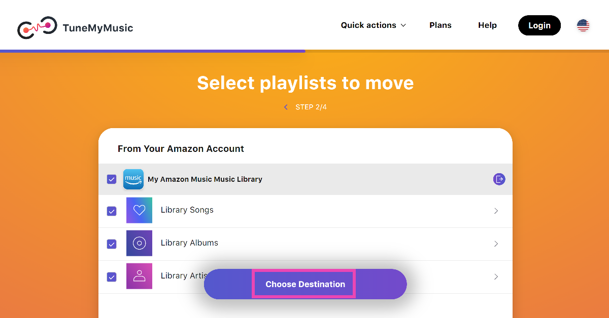 Step 4: Select the playlists you wish to move and hit Choose Destination.