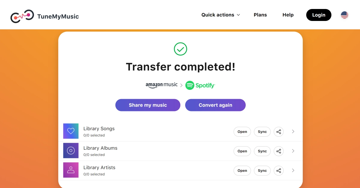 Step 7: TNM will begin the transfer. Within a few seconds, your Amazon Music playlists will be transferred to Spotify.