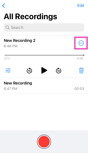 Step 2: Go to the Voice Memos app and find the voice recording that you wish to transcribe.