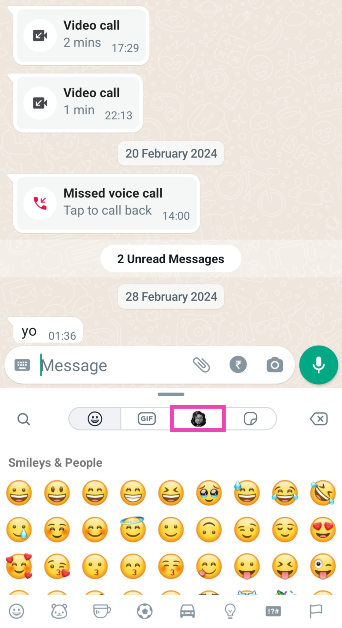 Step 3: Switch to the avatar tab. How to create and design your WhatsApp avatar? (2024)