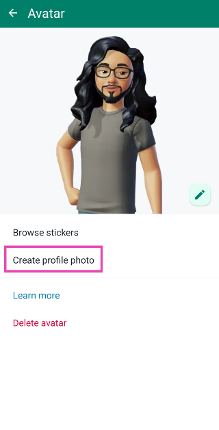 Step 4: Select Create profile photo. How to create and design your WhatsApp avatar? (2024)