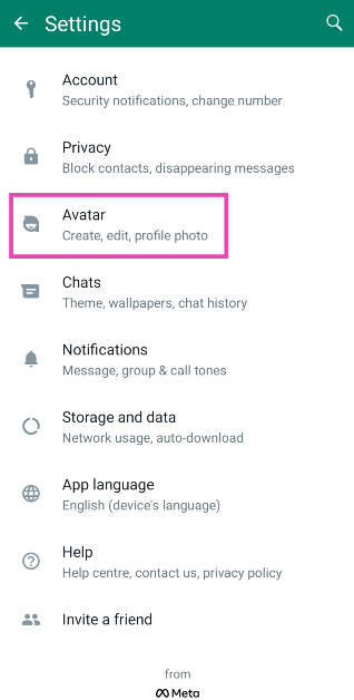 Step 3: Tap on Avatar.