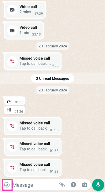 Step 2: Tap the emoji icon next to the message bar. How to create and design your WhatsApp avatar? (2024)