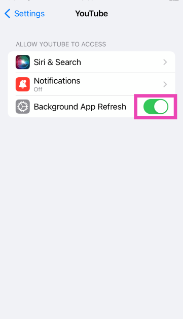 Turn on the toggle switch for Background App Refresh. Top 6 ways to fix YouTube Notifications not working on an iPhone (2024)