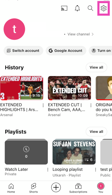 Hit the cog wheel icon at the top right corner of the screen to open Settings.