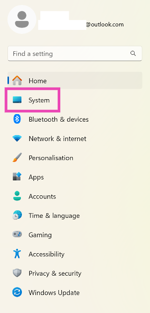 Step 1: Go to Settings and switch to the System tab.