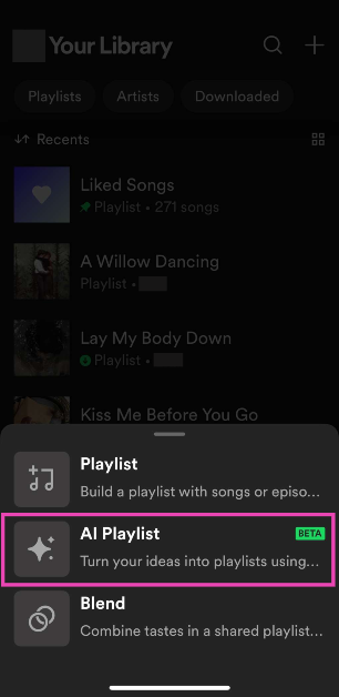 Step 3: Select AI Playlist.