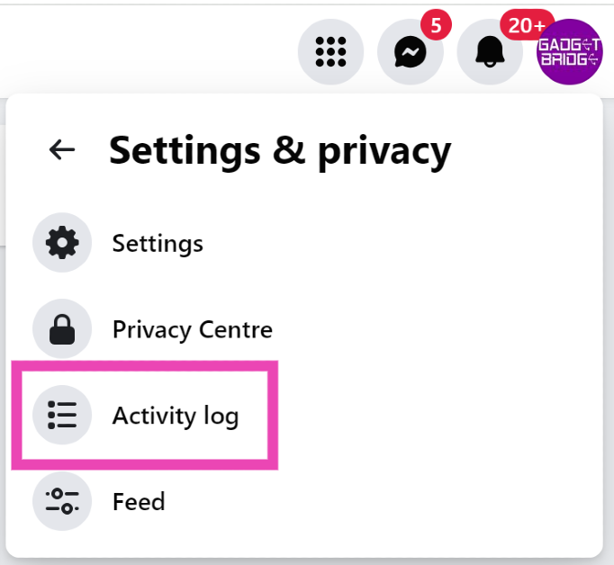 Step 4: Click on Activity log.