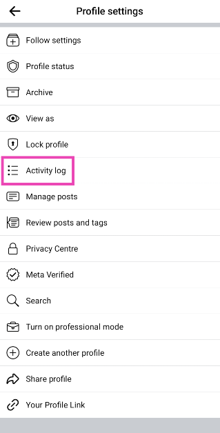 Step 3: Select Activity log.