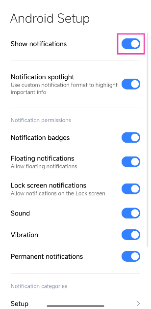 Step 5: Turn off the toggle switch for Show notifications.