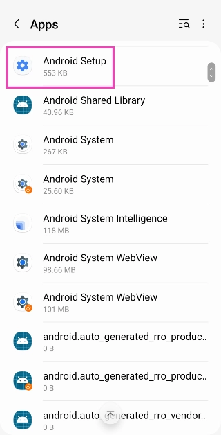 Step 3: Select Android Setup from the list of apps.