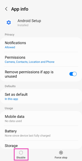 Step 4: Hit Disable.