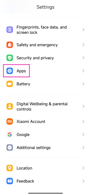 Step 1: Go to Settings and select Apps.
