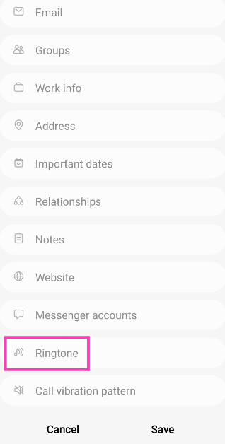 Step 3: Scroll down and select Ringtone.