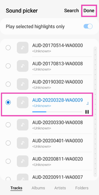 Step 5: Select the silent ringtone and hit Done.