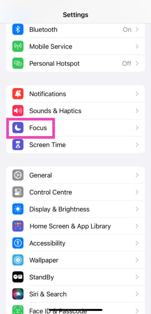Step 1: Go to Settings and select Focus.
