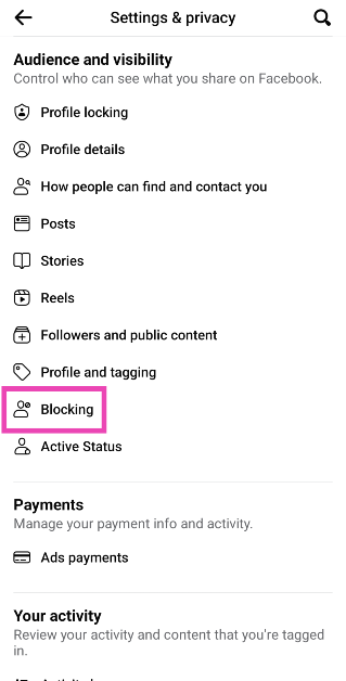 Step 4: Scroll down to Audience and visibility and select Blocking.