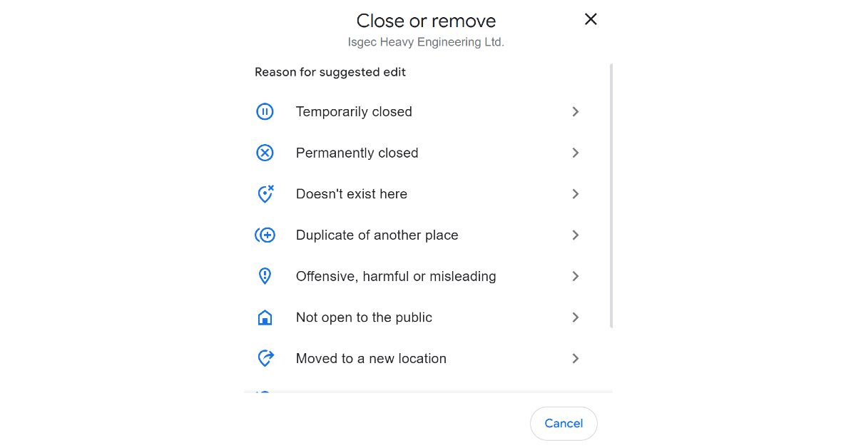 Step 5: Select a reason for your report.