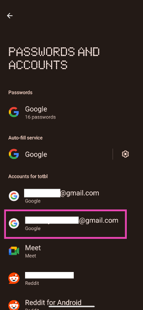 Step 2: Tap on the Gmail account you want to remove from the device.