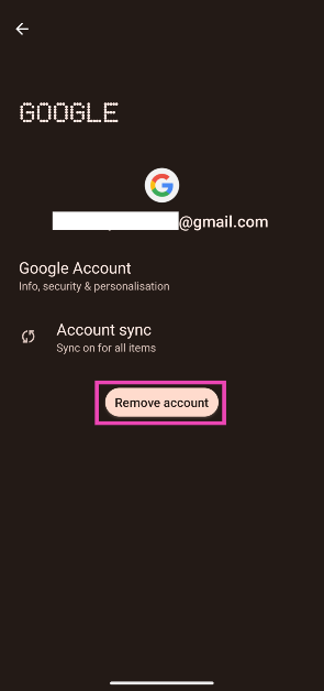 Step 3: Tap on Remove account.