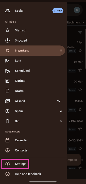 Step 3: Scroll down and select Settings.